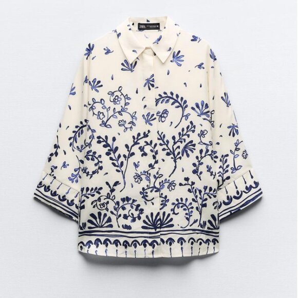 Zara Printed Kimono Shirt - Picture 1 of 3